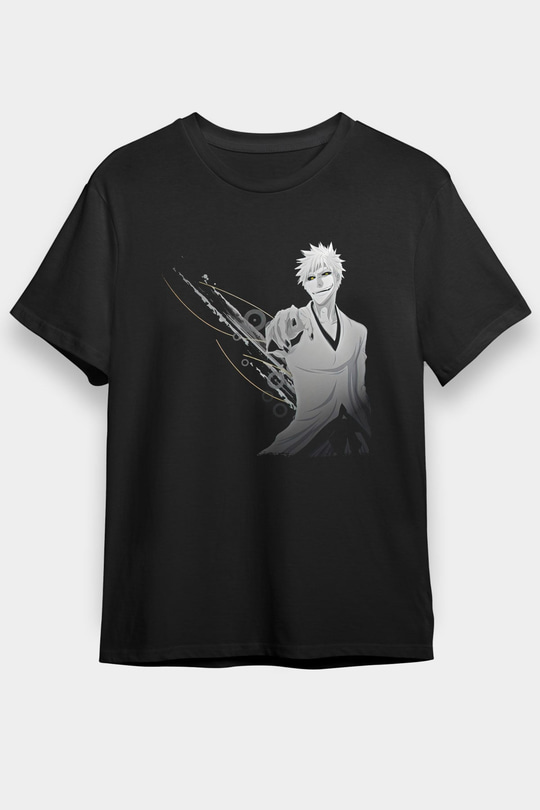 Bleach Baskılı Unisex Siyah Tişört - Tshirt