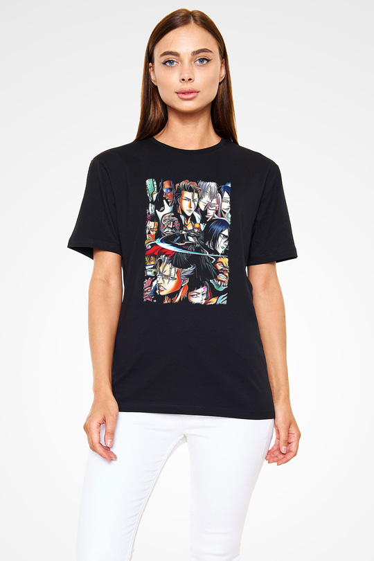 Bleach Baskılı Unisex Siyah Tişört - Tshirt