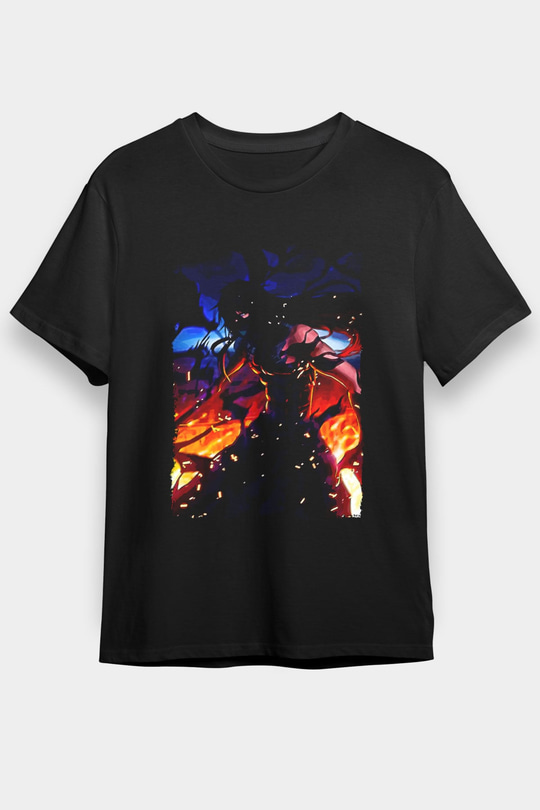 Bleach Baskılı Unisex Siyah Tişört - Tshirt