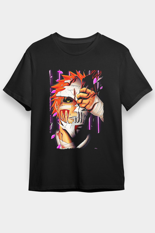 Bleach Baskılı Unisex Siyah Tişört - Tshirt