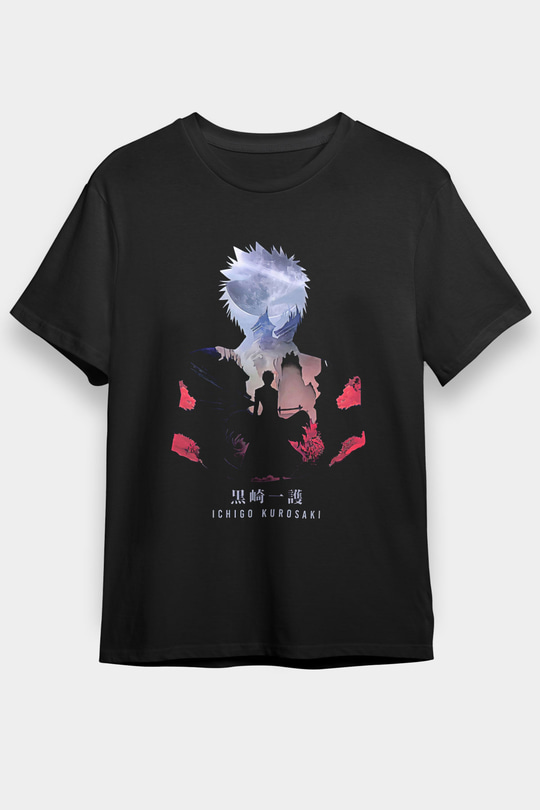 Bleach Baskılı Unisex Siyah Tişört - Tshirt