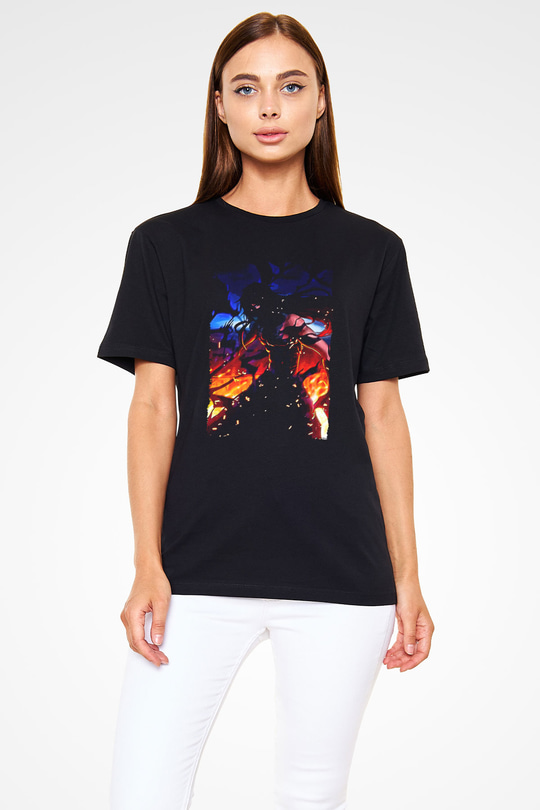 Bleach Baskılı Unisex Siyah Tişört - Tshirt
