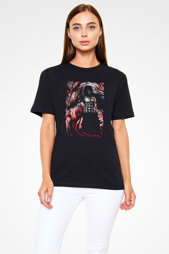 Bleach Baskılı Unisex Siyah Tişört - Tshirt