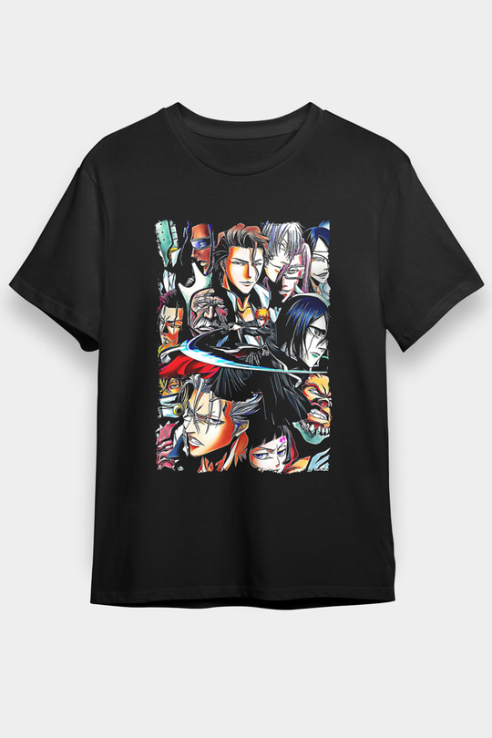 Bleach Baskılı Unisex Siyah Tişört - Tshirt