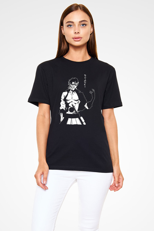 Bleach Baskılı Unisex Siyah Tişört - Tshirt