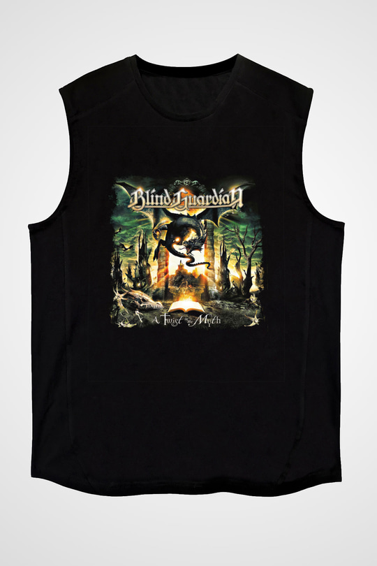 Blind Guardian Baskılı Unisex Siyah Kolsuz Tişört