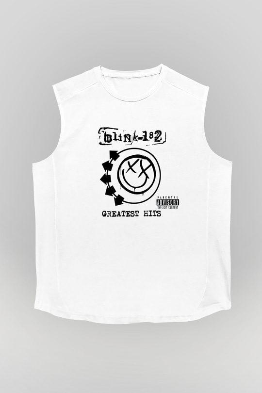 Blink 182 Beyaz Unisex Kolsuz Tişört