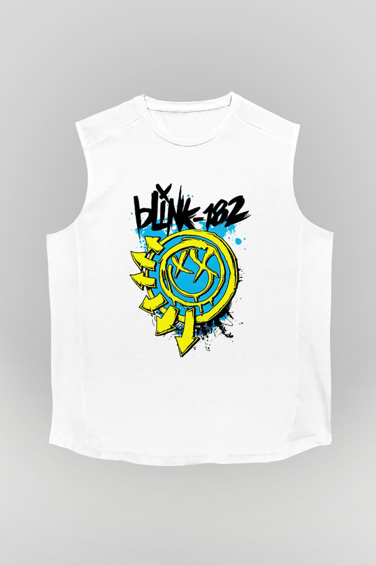 Blink 182 Beyaz Unisex Kolsuz Tişört