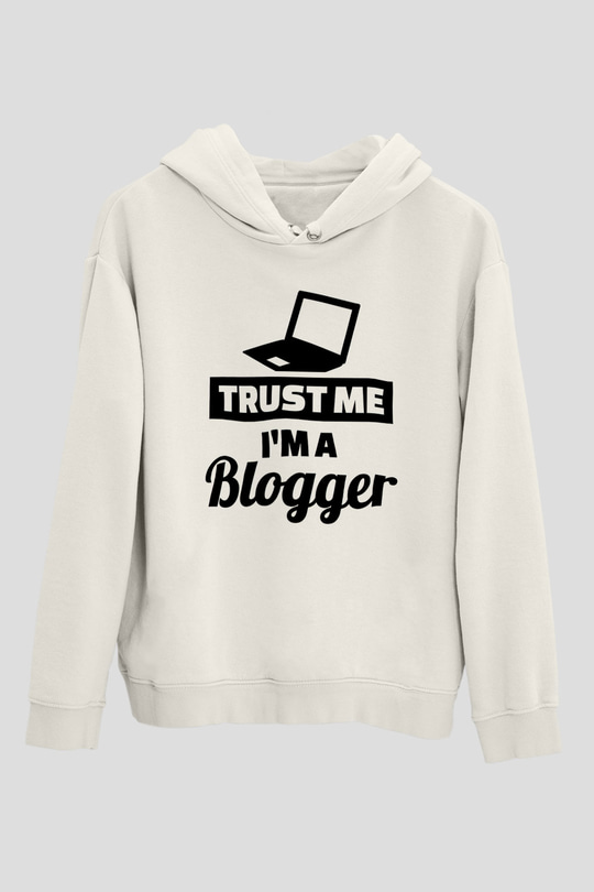 Blogger Beyaz Unisex Kapüşonlu Sweatshirt