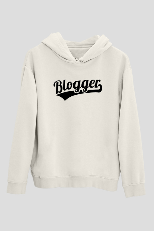 Blogger Beyaz Unisex Kapüşonlu Sweatshirt