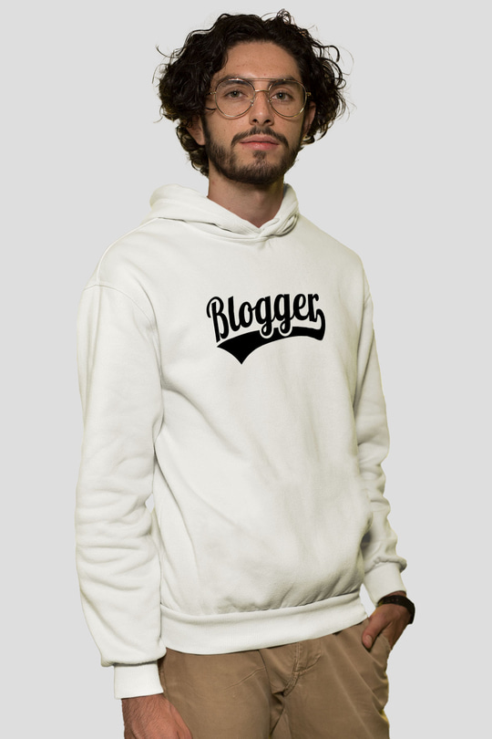 Blogger Beyaz Unisex Kapüşonlu Sweatshirt