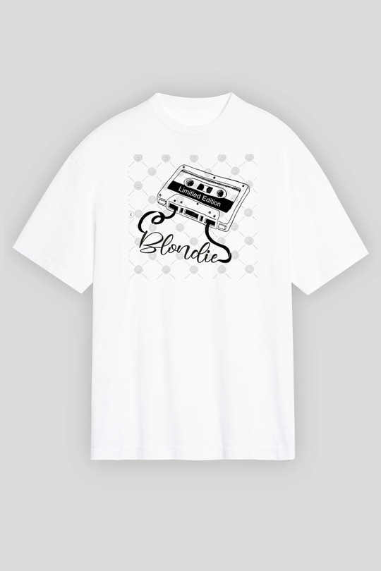 Blondie - Debbie Harry Baskılı Beyaz Unisex Oversize Tişört - Tshirt