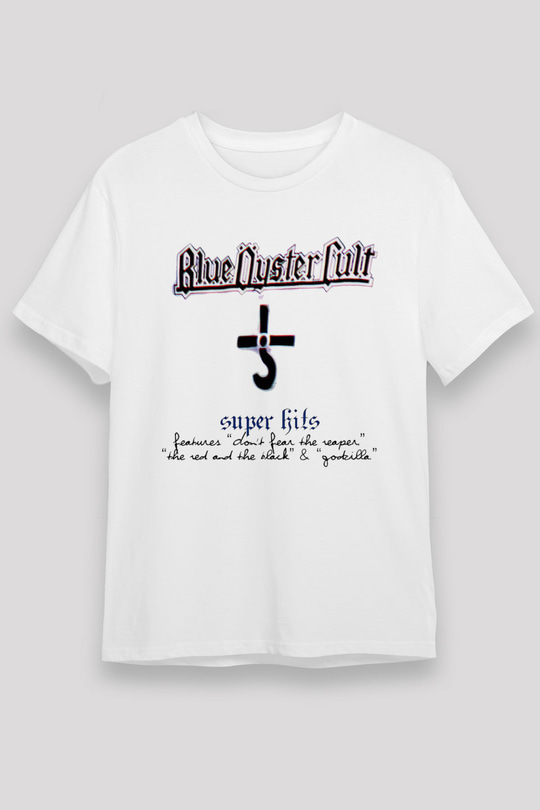 Blue Oyster Cult Baskılı Unisex Beyaz Tişört - Tshirt