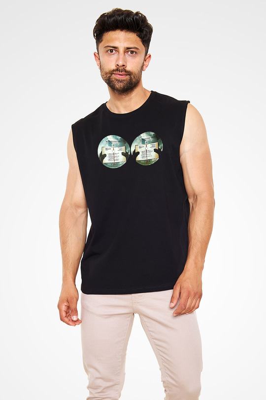 Blue Oyster Cult Baskılı Unisex Siyah Kolsuz Tişört - Tshirt