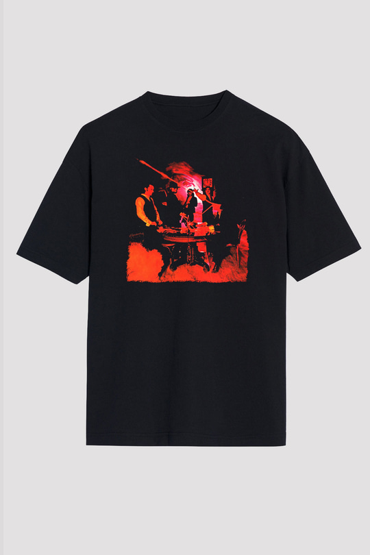 Blue Oyster Cult Baskılı Unisex Siyah Oversize Tişört - Tshirt