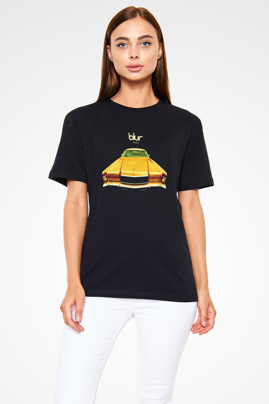Blur Baskılı Unisex Siyah Tişört