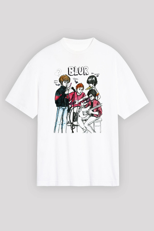 Blur Beyaz Unisex Oversize Tişört T-Shirt