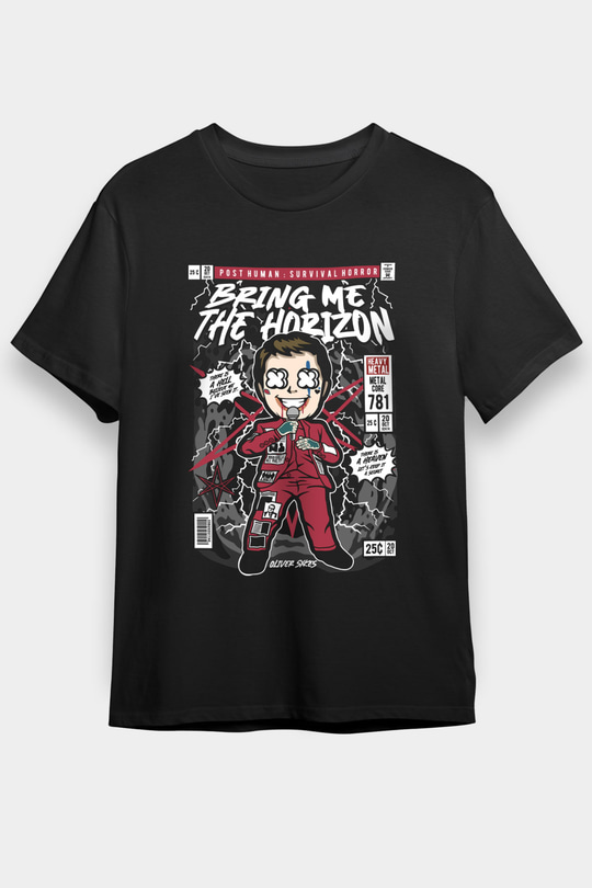 BMTH Baskılı Unisex Siyah Tişört
