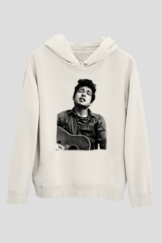 Bob Dylan Beyaz Unisex Kapşonlu Sweatshirt