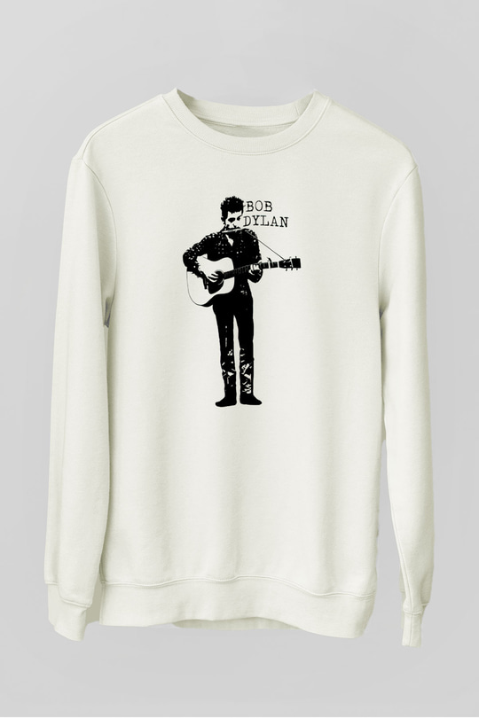 Bob Dylan Beyaz Unisex Sweatshirt