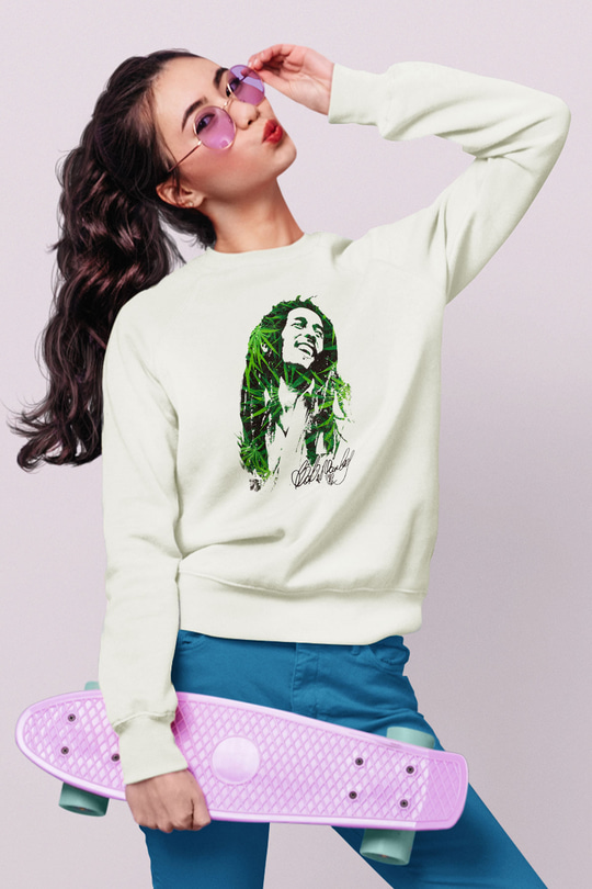 Bob Marley Beyaz Unisex Sweatshirt