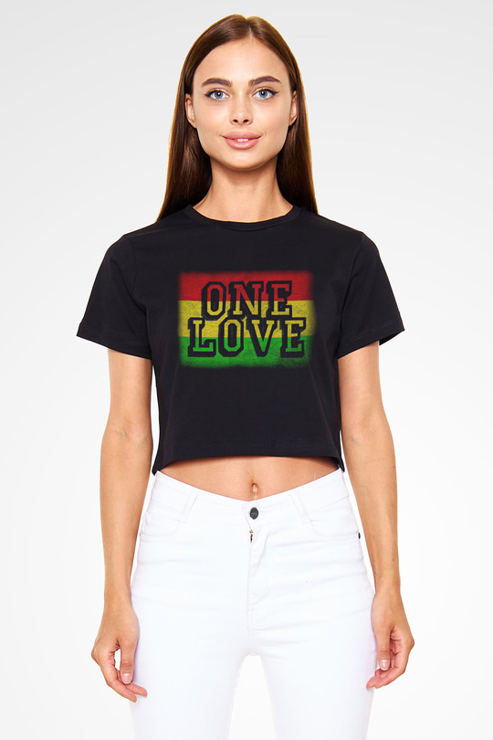 Bob Marley Siyah Crop Top Tişört