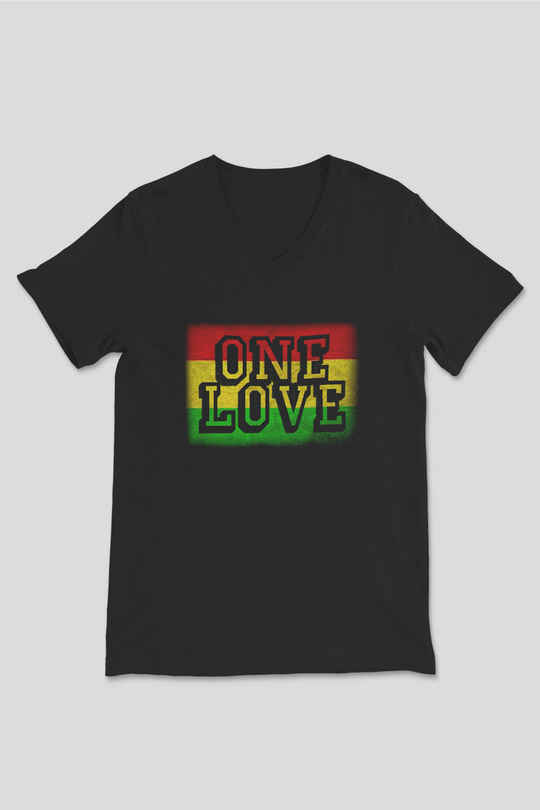 Bob Marley Siyah Unisex V Yaka Tişört T-Shirt