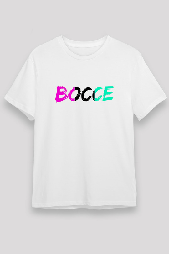 Bocce Baskılı Unisex Beyaz Tişört - Tshirt