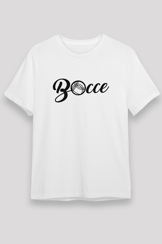 Bocce Baskılı Unisex Beyaz Tişört - Tshirt
