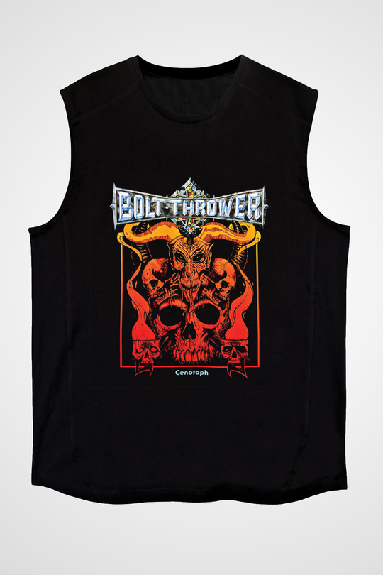 Bolt Thrower Baskılı Unisex Siyah Kolsuz Tişört