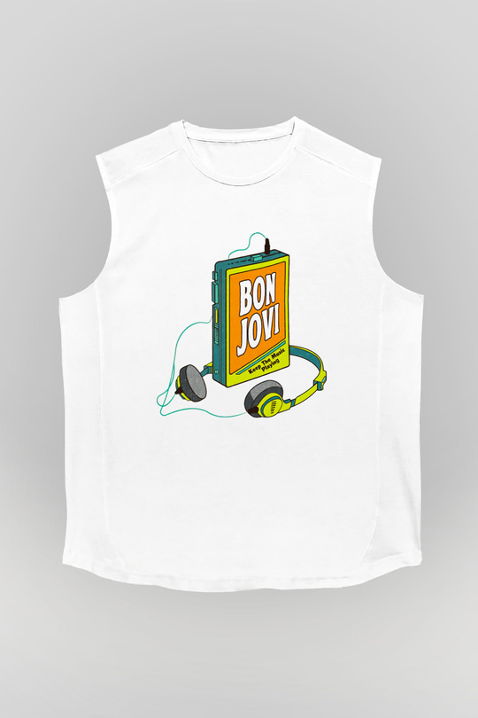 Bon Jovi Beyaz Unisex Kolsuz Tişört