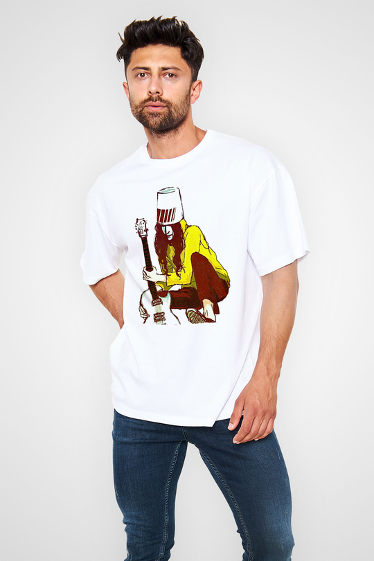 Boney M Baskılı Beyaz Unisex Oversize Tişört - Tshirt