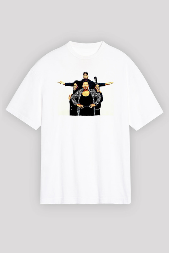 Boney M Baskılı Beyaz Unisex Oversize Tişört - Tshirt