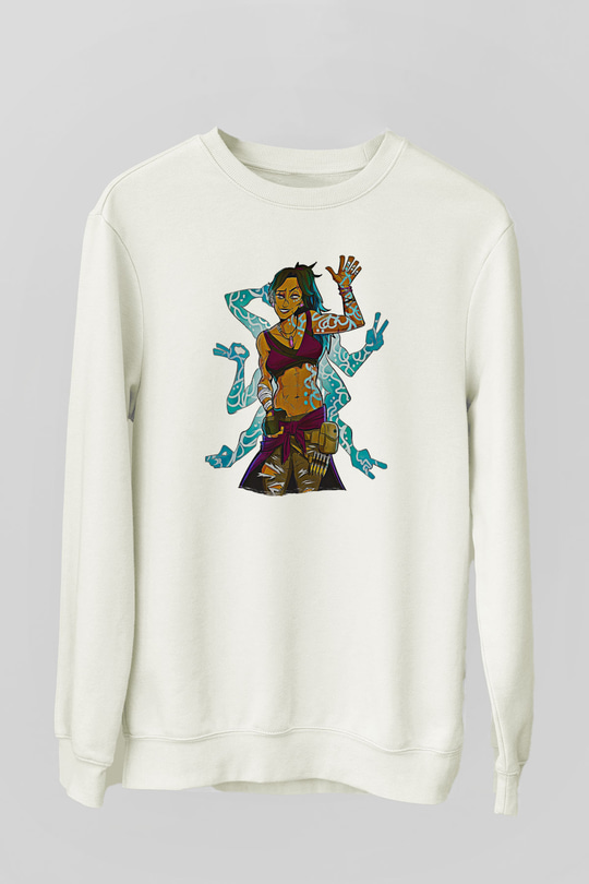 Borderlands Baskılı Beyaz Unisex Sweatshirt