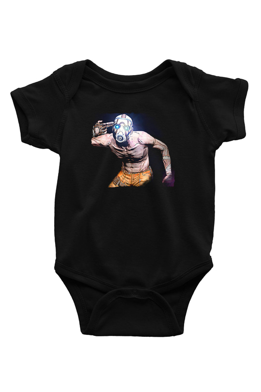 Borderlands Baskılı Unisex Siyah Bebek Body - Zıbın
