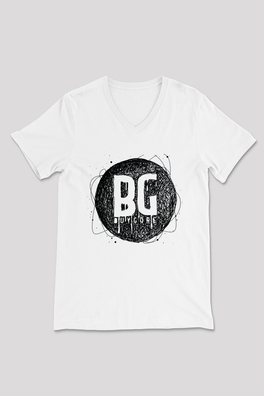 Borgore Beyaz Unisex V Yaka Tişört