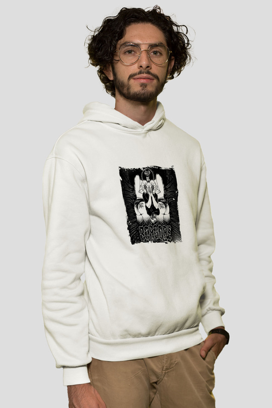 BorgoreBaskılı Beyaz Hoodie