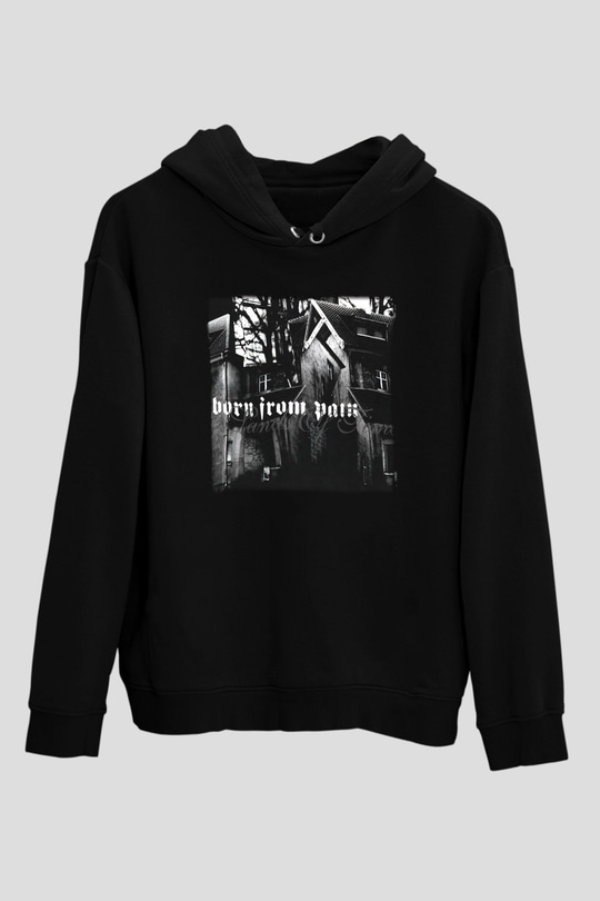 Born from Pain Siyah Unisex Kapüşonlu Sweatshirt