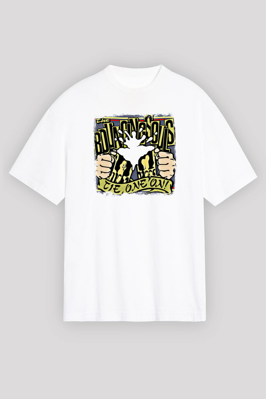 Bouncing Souls Baskılı Unisex Beyaz Oversize Tişört