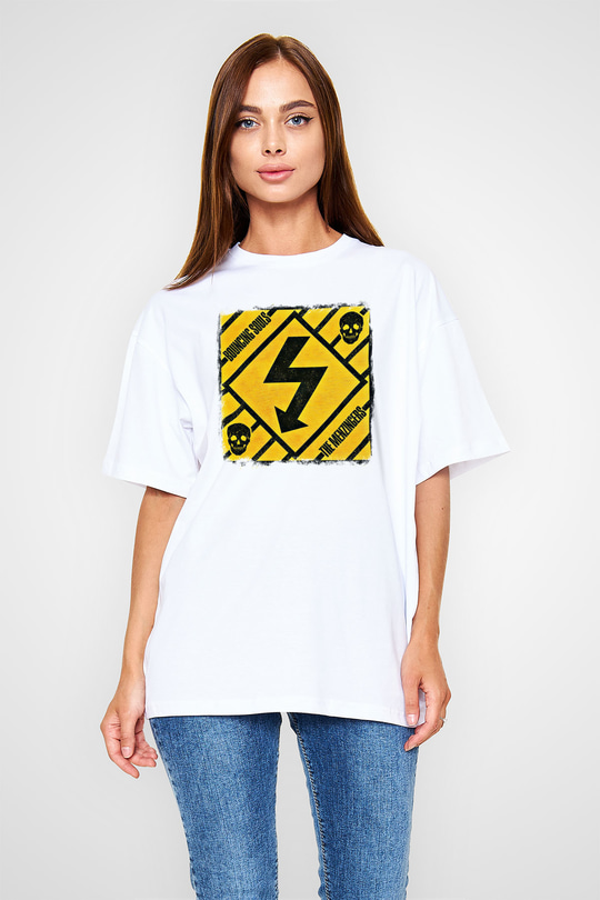 Bouncing Souls Baskılı Unisex Beyaz Oversize Tişört