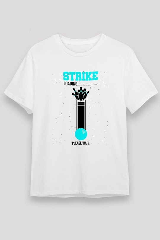 Bovling Baskılı Unisex Beyaz Tişört - Tshirt