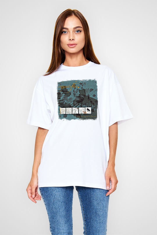 Boysetsfire Baskılı Unisex Beyaz Oversize Tişört