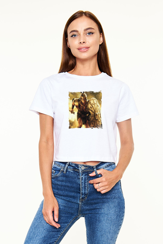 Brad Pitt Baskılı Beyaz Kadın Crop Top Tişört