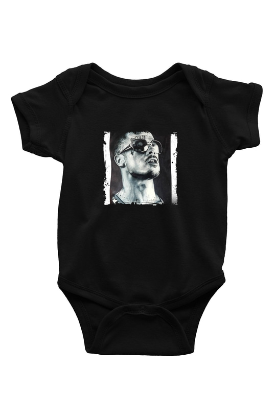 Brad Pitt Baskılı Unisex Siyah Bebek Body - Zıbın