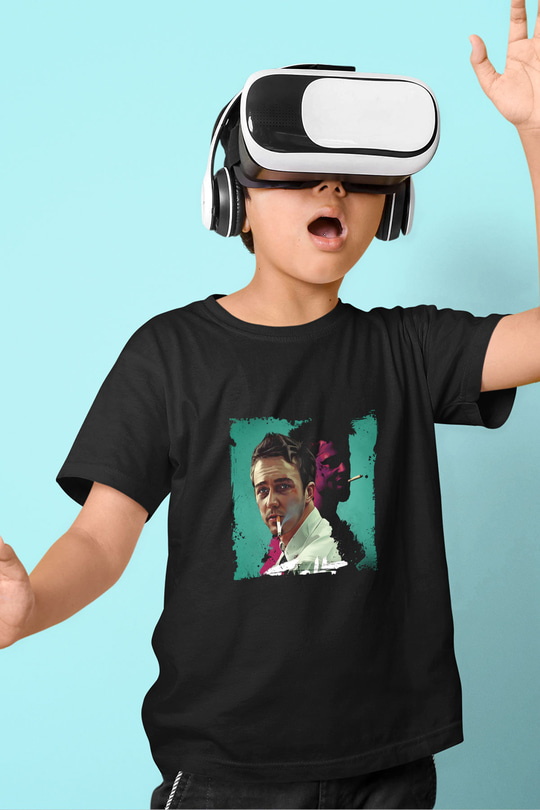 Brad Pitt Baskılı Unisex Siyah Çocuk Tişört