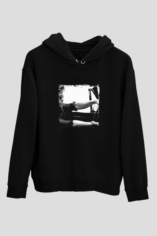 Brad Pitt Baskılı Unisex Siyah Hoodie