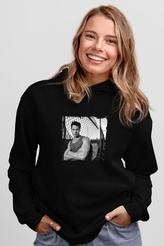 Brad Pitt Baskılı Unisex Siyah Hoodie