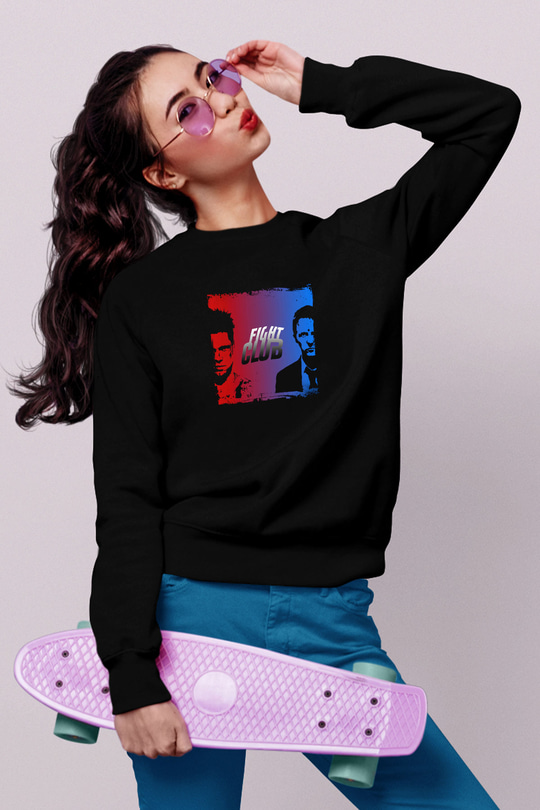 Brad Pitt Baskılı Unisex Siyah Sweatshirt
