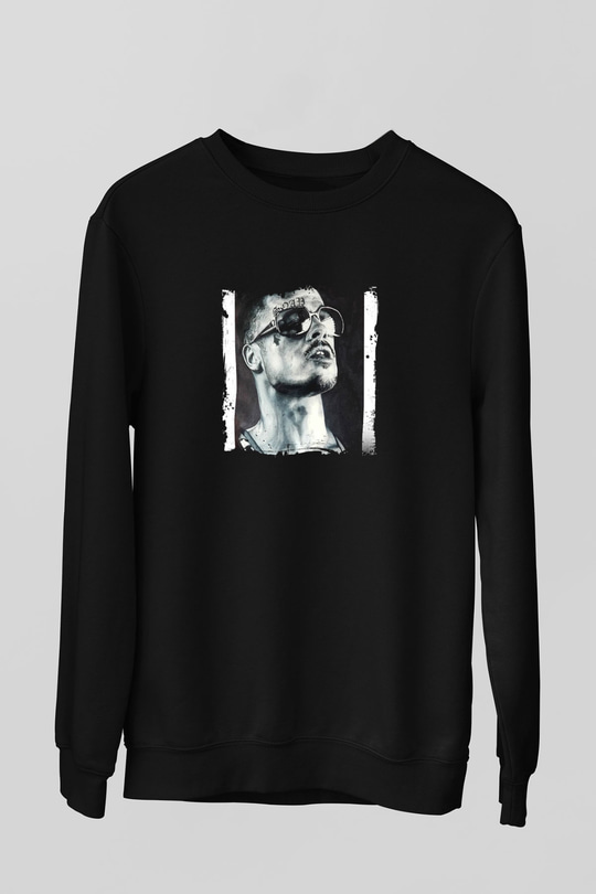 Brad Pitt Baskılı Unisex Siyah Sweatshirt
