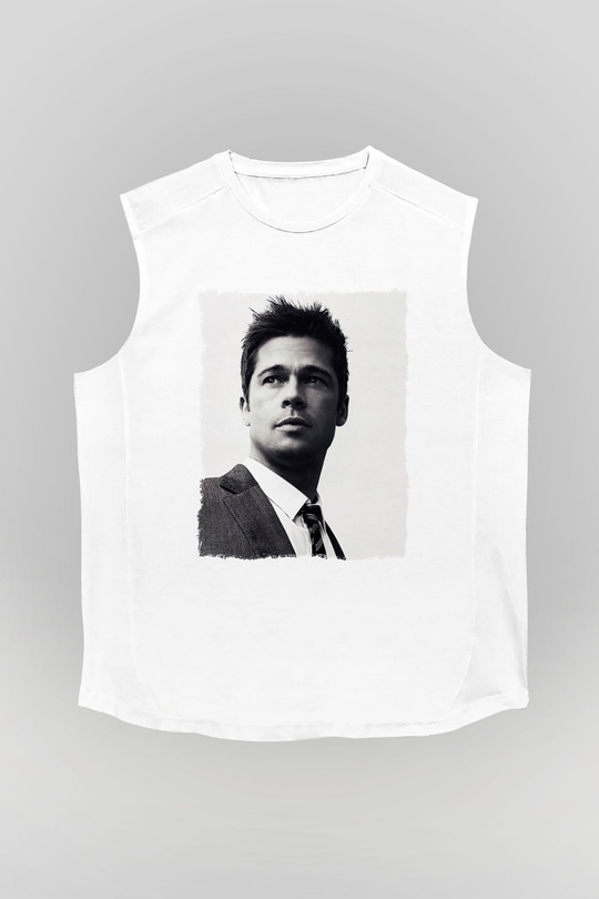 Brad Pitt Beyaz Unisex Kolsuz Tişört